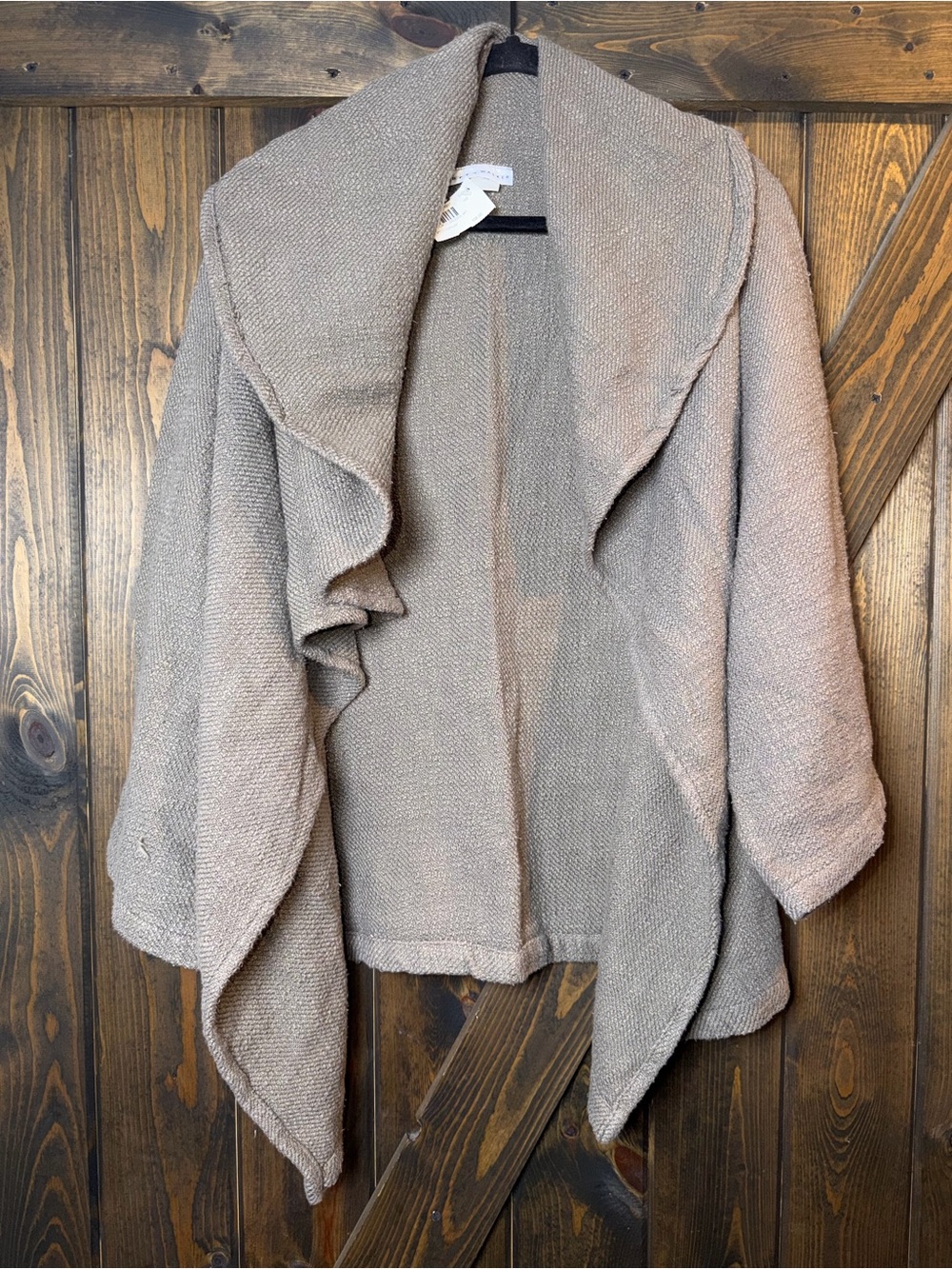 BRYN WALKER Long Open Cardigan Linen Blend Sweater Lagenlook Minimal